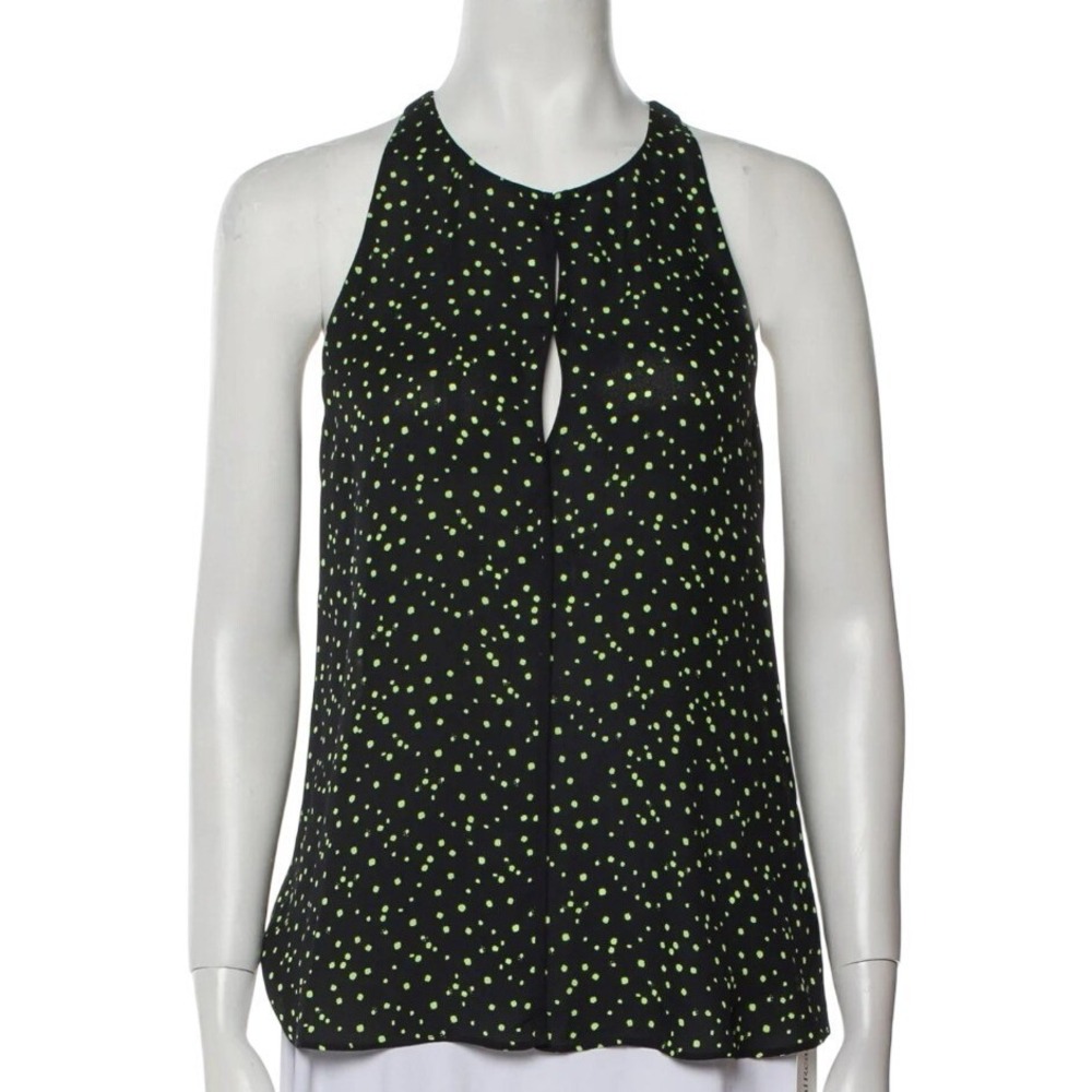 ALC‎ Black Silk Polka Dot Halter Neck Keyhole Sleeveless Top M